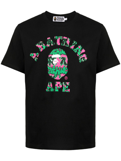 A Bathing Ape Logo-print Cotton T-shirt In Schwarz