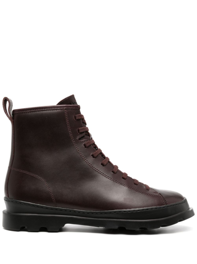 Camper Brutus Leather Ankle Boots In Purple