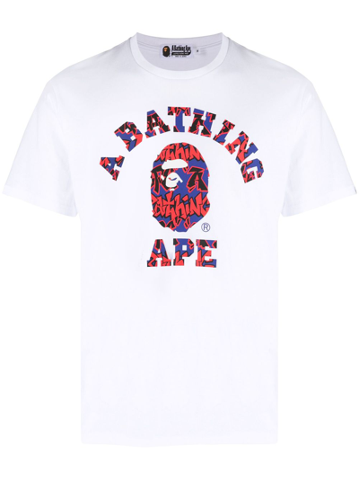 A Bathing Ape Logo-print Cotton T-shirt In Weiss
