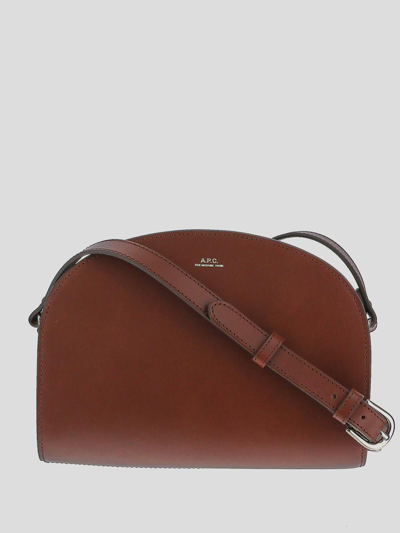 Apc Demi-lune Leather Crossbody Bag In Brown