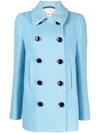 Marni Double-breasted Logo-patch Peacoat In 00b37