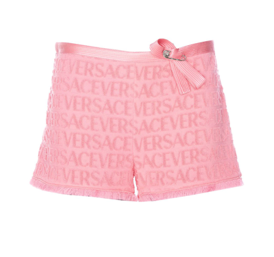 Versace Jacquard Sponge Fabric With Embossed  Shorts In Pink