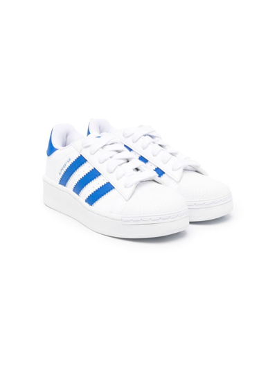 Adidas Originals Kids' Superstar 3-striped Leather Sneakers In White