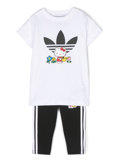 Adidas Originals Babies' Logo-print Cotton Tracksuit Set In White