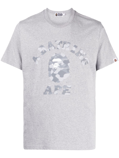 A Bathing Ape Logo-print Cotton T-shirt In Grey