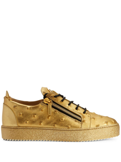 Giuseppe Zanotti Frankie Leather Low-top Sneakers In Gold
