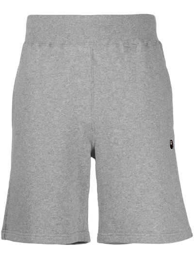A Bathing Ape Ape Head One Point Cotton Shorts In Grey