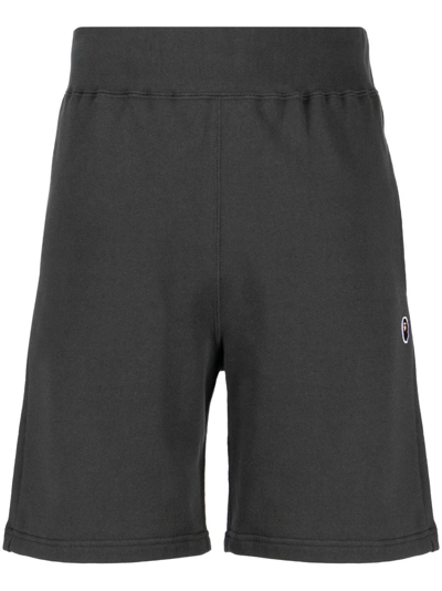 A Bathing Ape Ape Head One Point Cotton Shorts In Grey