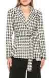 Alexia Admor Olya Plaid Belted Blazer In Ivory Check