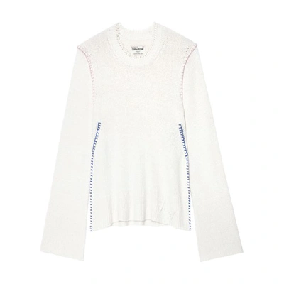 Zadig & Voltaire Louna Silk Blend Sweater In Ecru