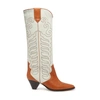Isabel Marant Liela Leather And Suede Cowboy Boots In Cognac_chalk