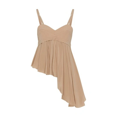 Victoria Beckham Ruffled Asymmetric Cami Top In Taupe