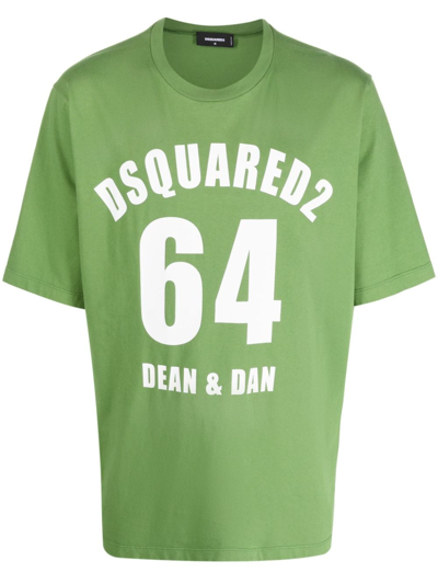Dsquared2 Logo-print Crew-neck T-shirt In Green