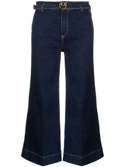 Pinko Belted-waist Flared Jeans In Blue