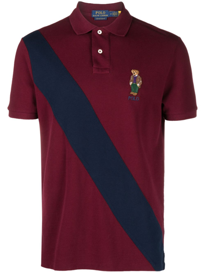 Polo Ralph Lauren Embroidered Polo-bear Polo Shirt In Wine/cruise Navy