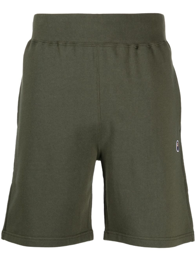 A Bathing Ape Ape Head One Point Cotton Shorts In Green