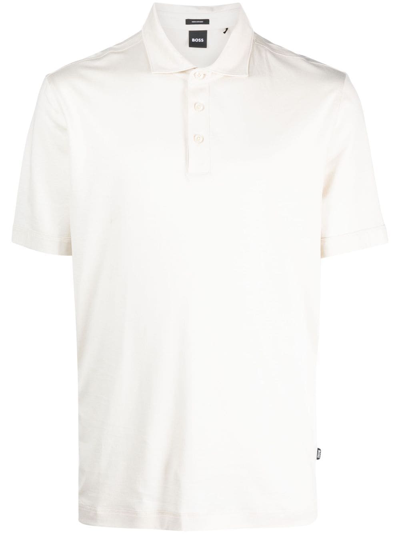 Hugo Boss Short-sleeved Mesh Polo Shirt In Neutrals