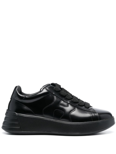 Hogan Logo-embossed Low-top Platform Sneakers In Black
