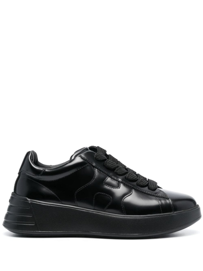 Hogan Logo-embossed 45mm Lace-up Leather Sneakers In Black