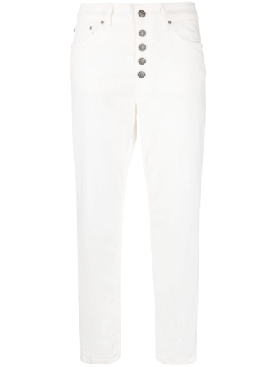 Dondup Koons Cropped Straight-leg Trousers In White