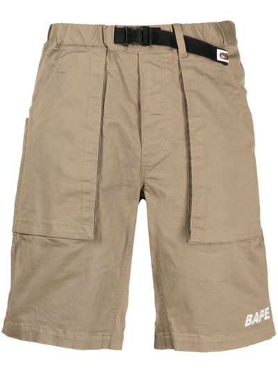 A Bathing Ape Climbing Logo-embroidered Shorts In Brown