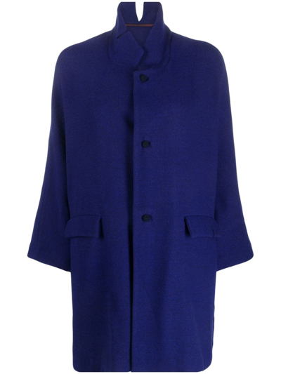 Daniela Gregis Bell-sleeves Wool Coat In Blue