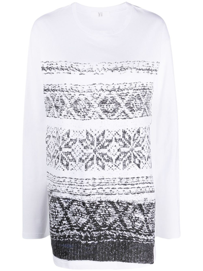 Y'S GRAPHIC-PRINT LONG-SLEEVE COTTON T-SHIRT