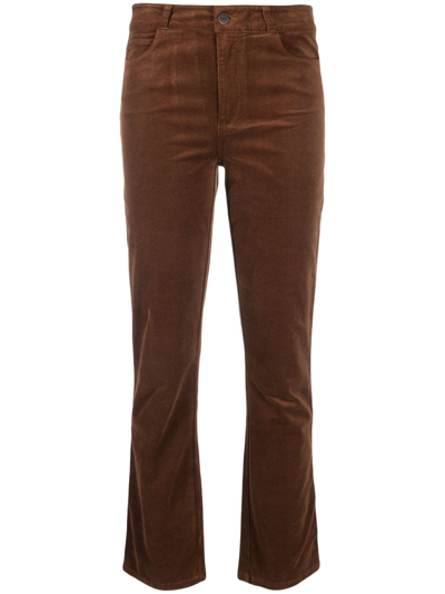 Paige Cindy Cropped Trousers In Brown