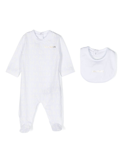 Balmain Babies' 棉连体衣套装（两件装） In White