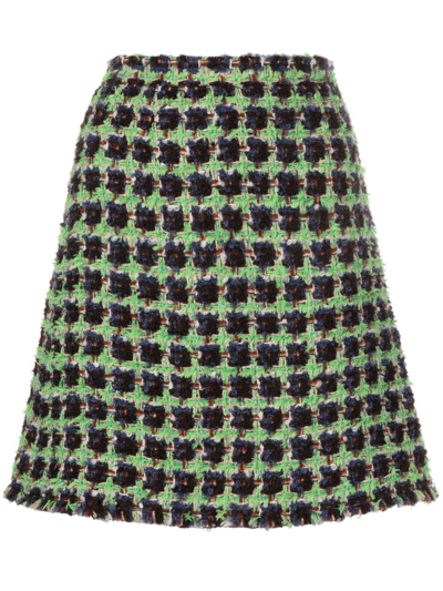 Etro High-waisted Bouclé Miniskirt In Green