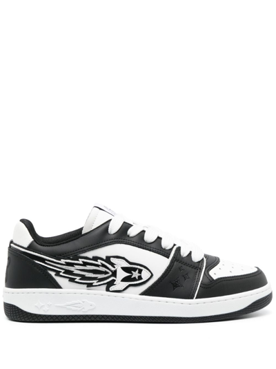 Enterprise Japan Green And White Ej Rocket Low Sneakers In <p> Black And White Sneakers With Rubber Sole