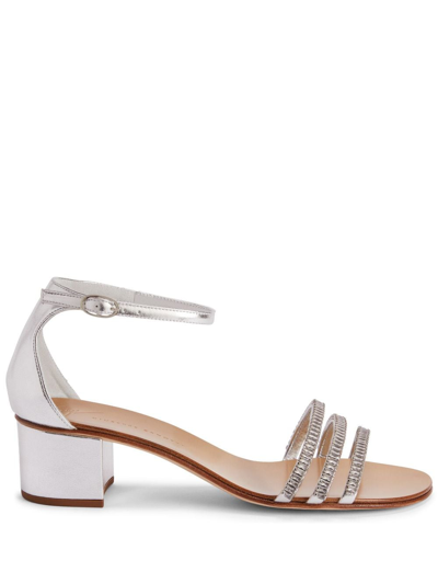 Giuseppe Zanotti Martha 40mm Metallic-effect Sandals In Silver