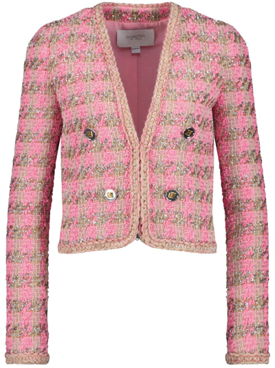 Giambattista Valli Lurex Tweed Jacket In Rose Gold