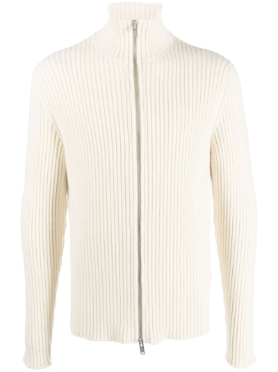 Jil Sander High-neck Zip-up Cardigan In Neutrals