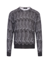 ETRO GREY PULLOVER WITH ALL-OVER PAISLEY INLAY