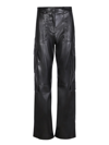 MSGM SOFT ECO LEATHER BLACK CARGO TROUSERS