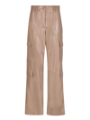 MSGM SOFT ECO LEATHER BEIGE CARGO TROUSERS