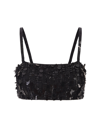 P.a.r.o.s.h Cropped Sequin Silhouette With Stretch Fit In Nero