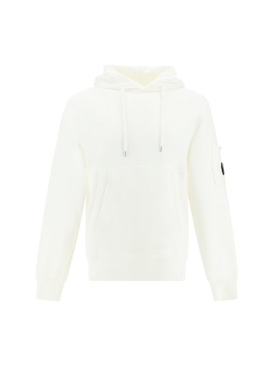 C.p. Company White Cotton Hoodie In Gauze White