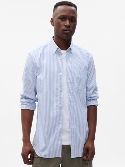 Gap All-day Poplin Shirt In Standard Fit In Blue Stripe