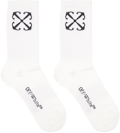 Off-white White Jacquard Socks In White A Black