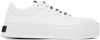 MOSCHINO WHITE FAUX-LEATHER SNEAKERS