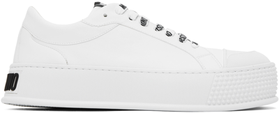Moschino White Faux-leather Trainers In 100 * Bianco