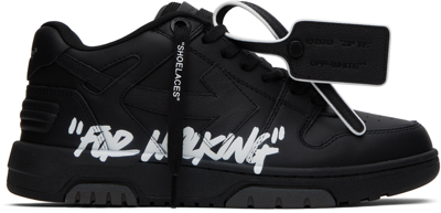 Off-white Out Of Office Black Low Top Sneakers With Arrow Patch In Leather Man In Multi