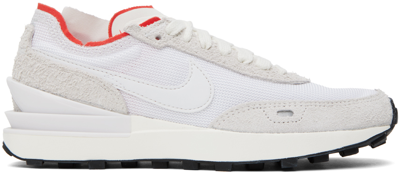 Nike White & Beige Waffle One Vintage Sneakers In White/summit White-p