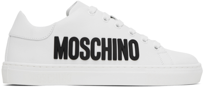 Moschino White Logo Sneakers In 100 Bianco