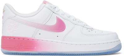 Nike White Air Force 1 '07 Prm Sneakers In White/lotus Pink-yel