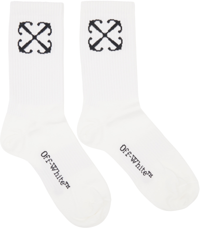 Off-white White Jacquard Socks In White Black