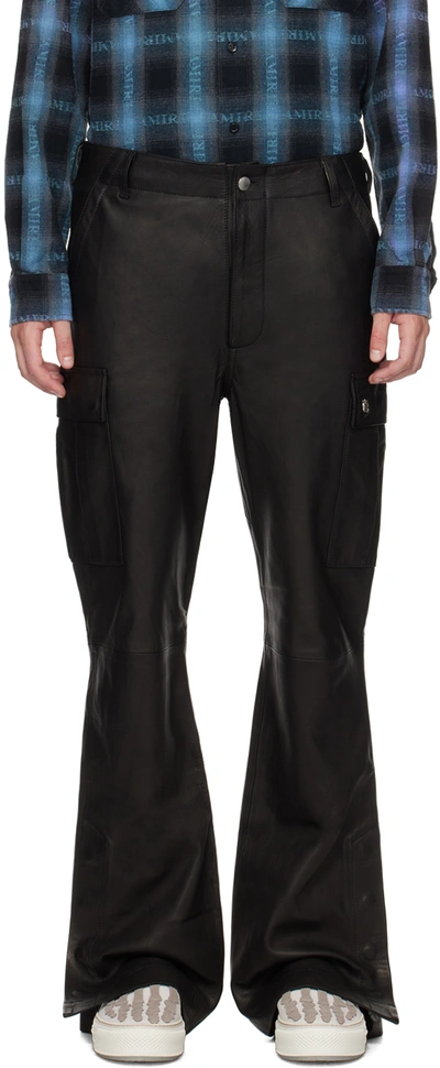 Amiri Black Patch Pocket Leather Pants In Black-baby Calf Leat
