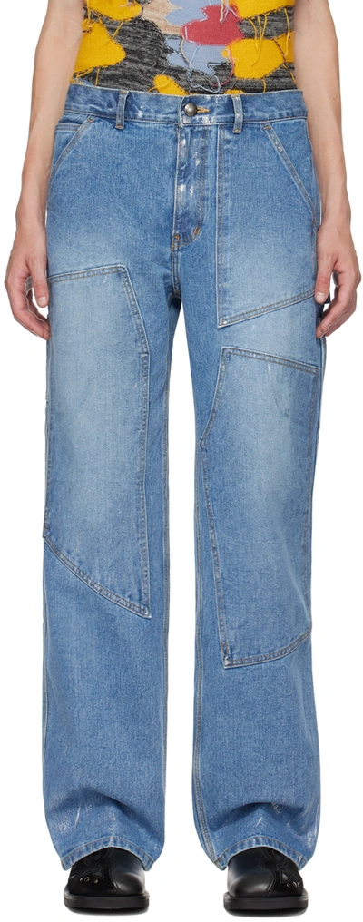 Andersson Bell Blue Coated Jeans In Blue Blue